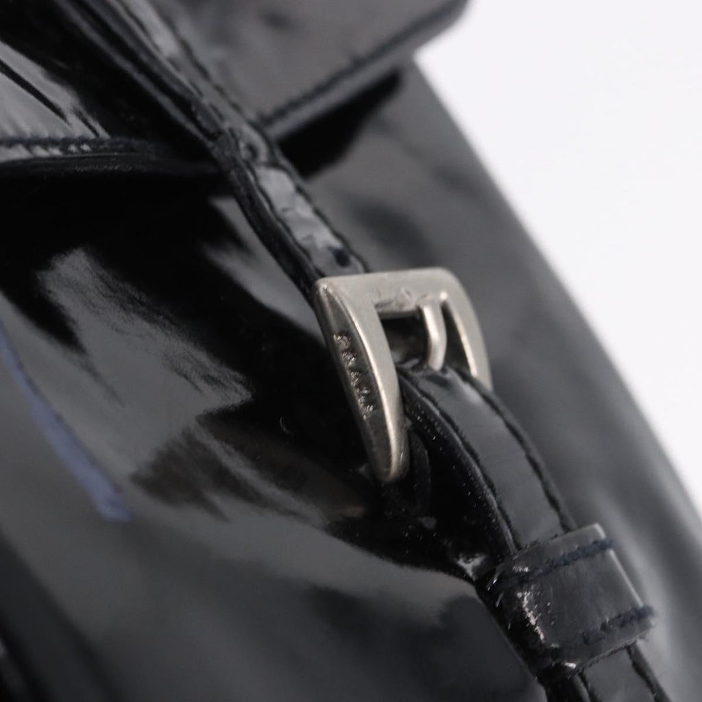 PRADA Backpack Patent Leather Black Silver Auth bs36857