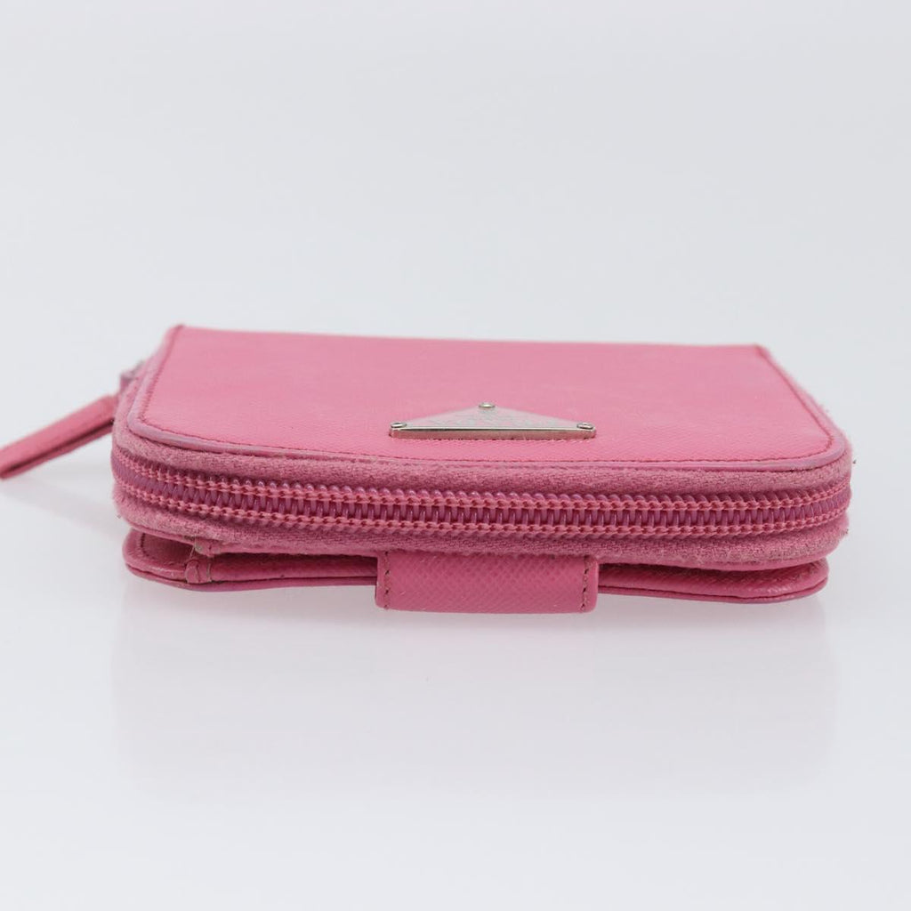 PRADA Bifold Wallet Safiano Leather Pink Silver Auth bs36862