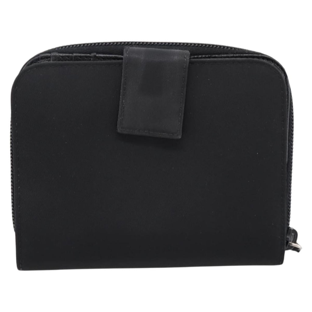 PRADA Bifold Wallet Nylon Black Silver Auth bs36914