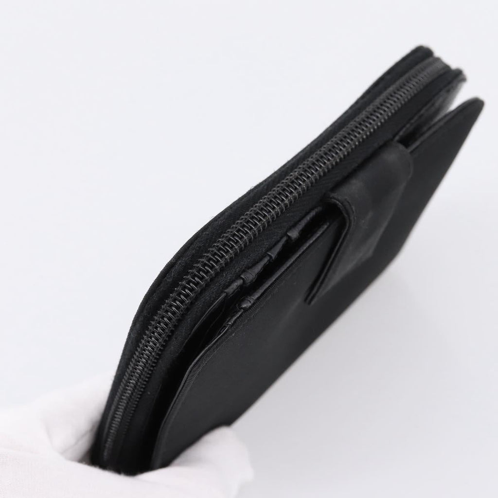 PRADA Bifold Wallet Nylon Black Silver Auth bs36914