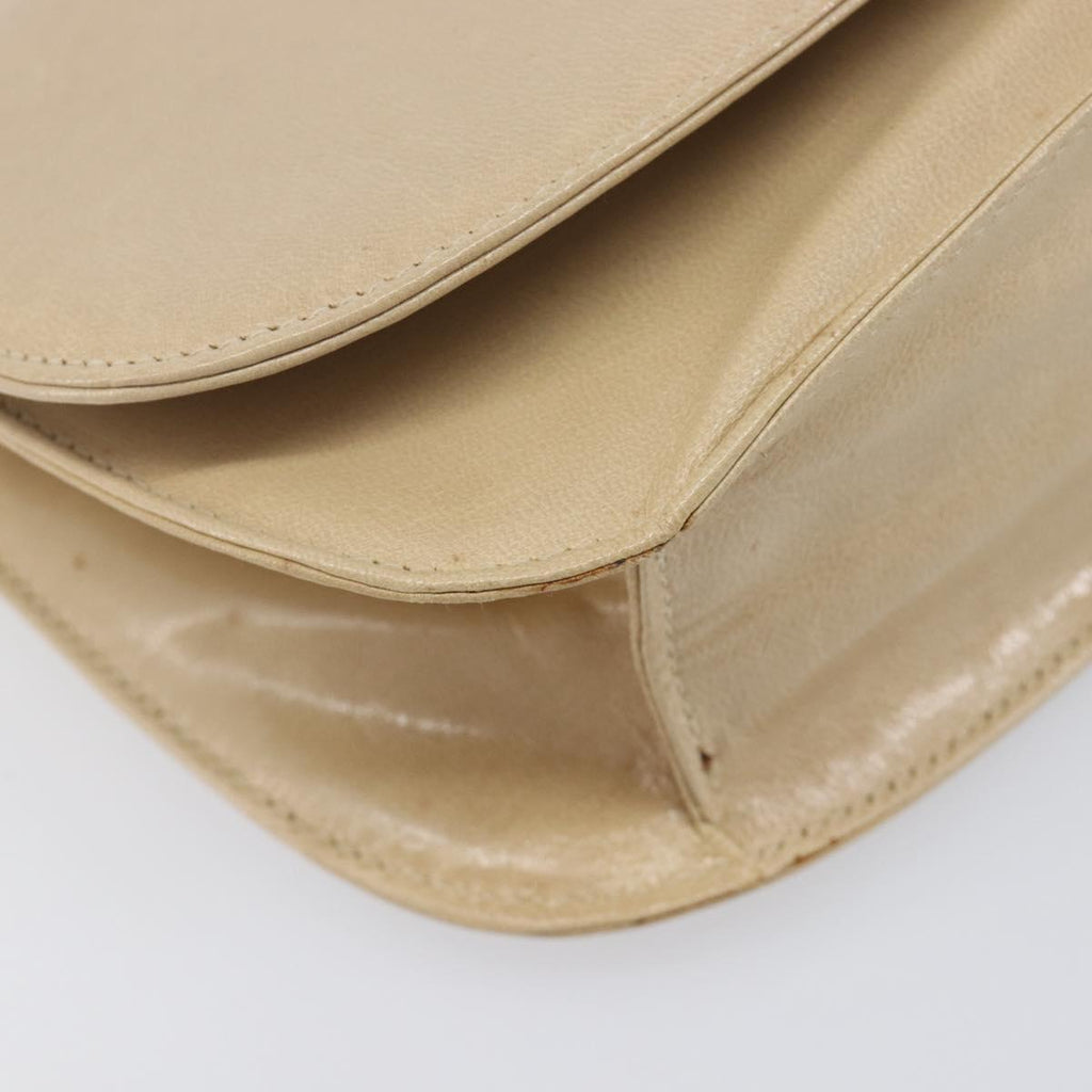 PRADA Chain Shoulder Bag Leather Beige Auth bs37117