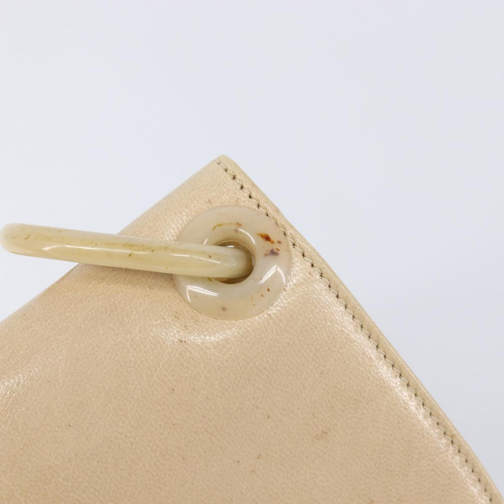 PRADA Chain Shoulder Bag Leather Beige Auth bs37117