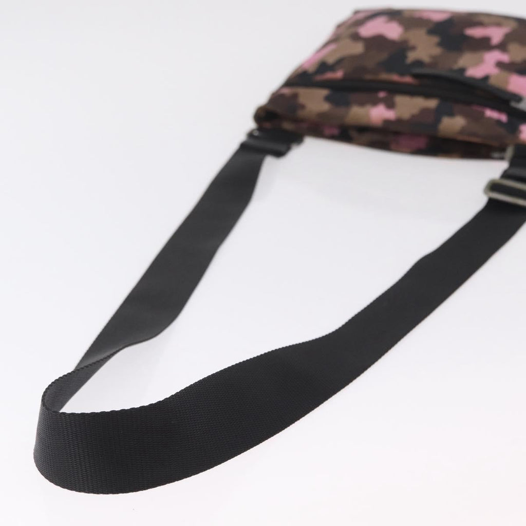 PRADA Shoulder Bag Canvas Camouflage Green Pink Auth bs37142