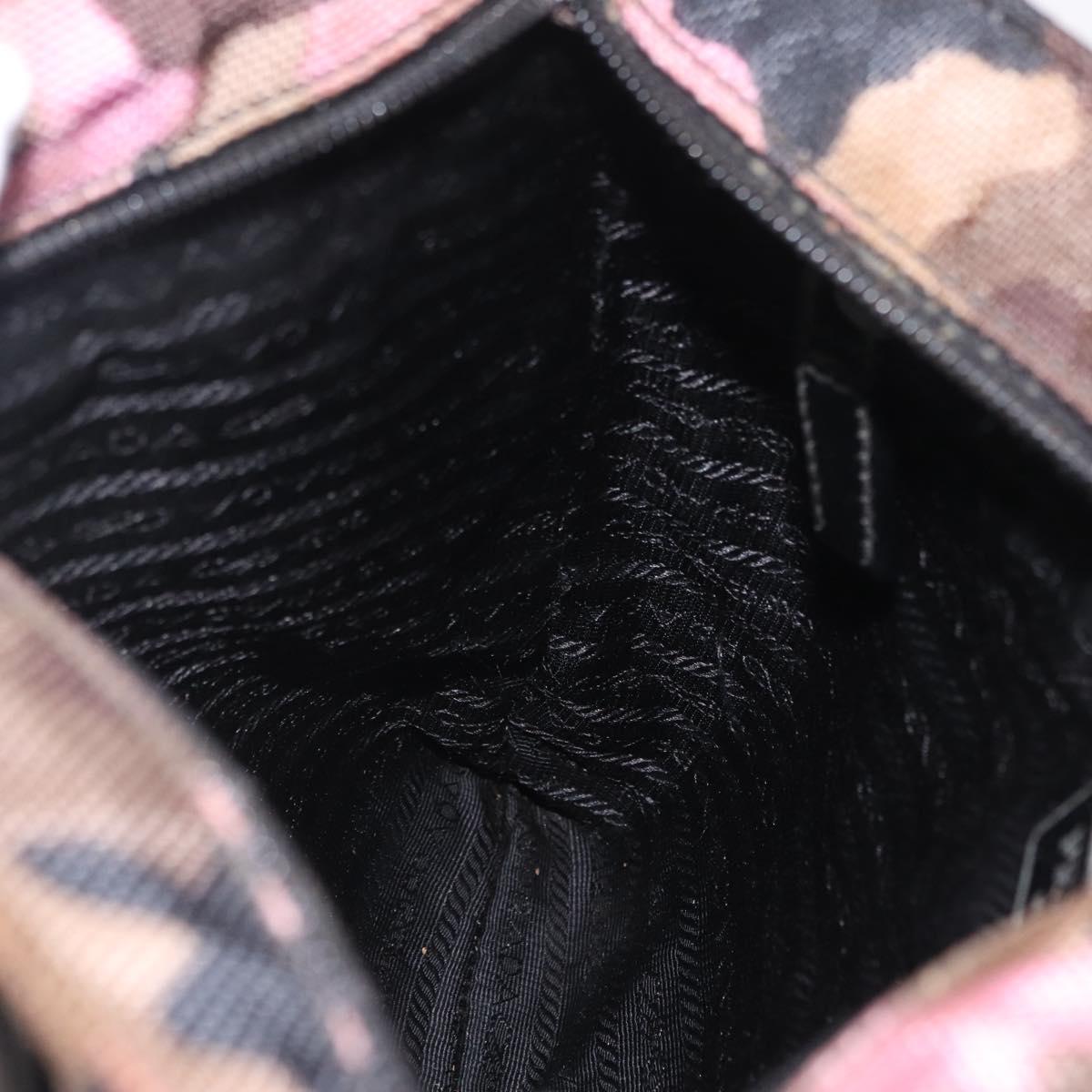 PRADA Shoulder Bag Canvas Camouflage Green Pink Auth bs37142