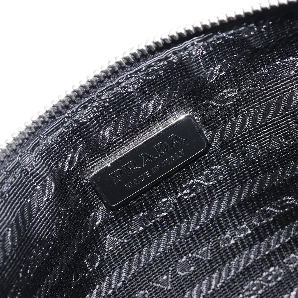 PRADA Pouch Nylon Black Silver Auth bs37334