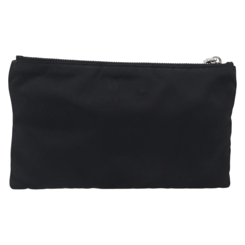 PRADA Pouch Nylon Black Silver Auth bs37334