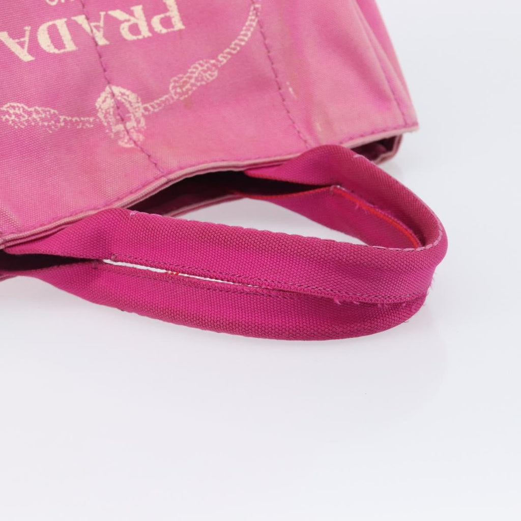 PRADA Canapa MM Hand Bag Canvas Pink Gold Auth bs37373