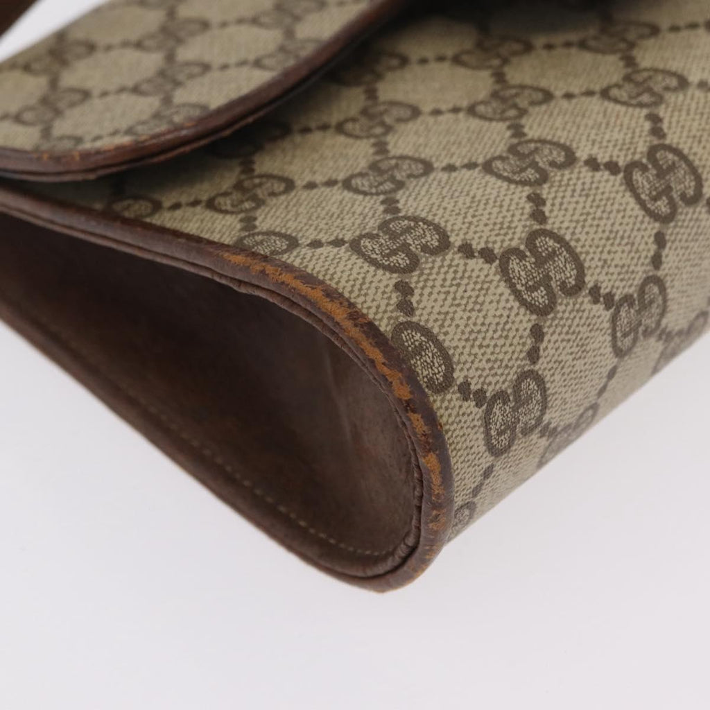 GUCCI GG Supreme Sherry Line Bag PVC Leather 3 Set Beige Yellow Auth bs37438