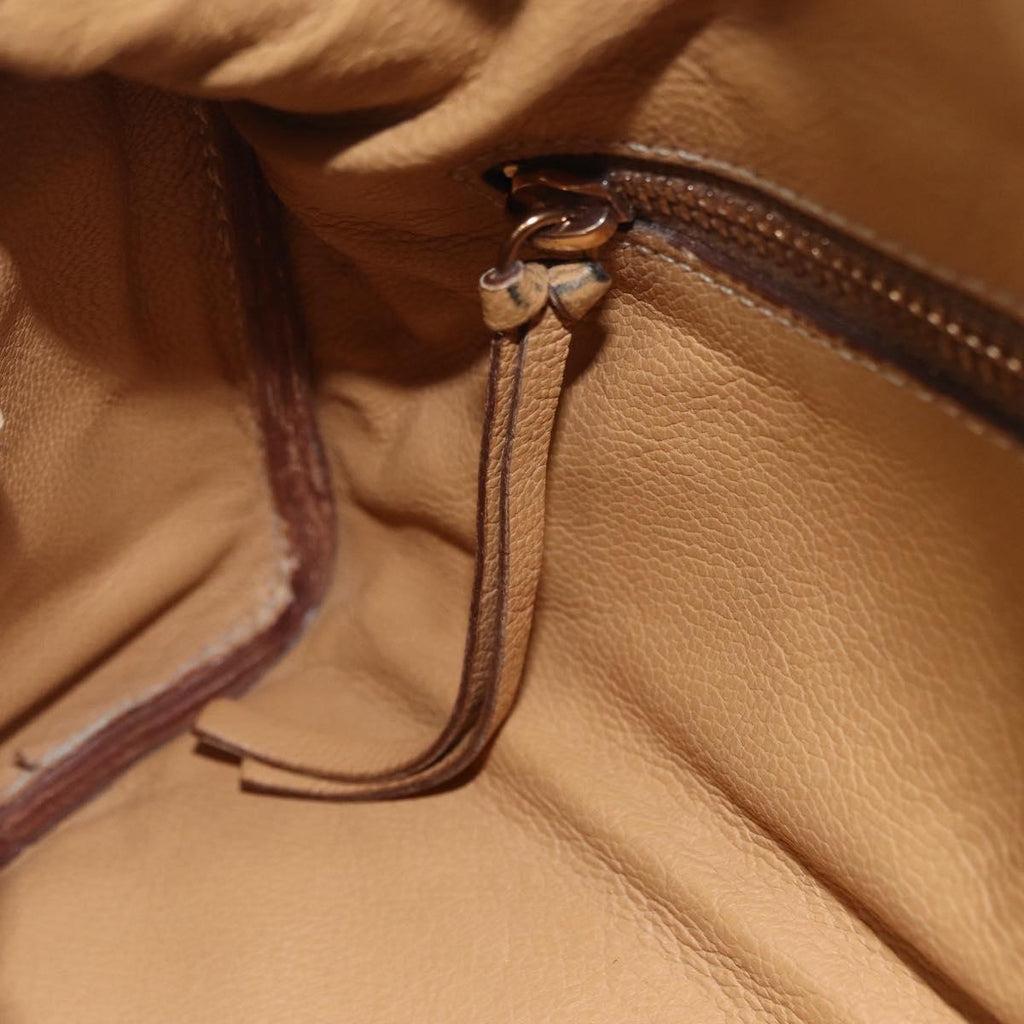 PRADA Shoulder Bag Leather Ivory Gold Auth bs37534