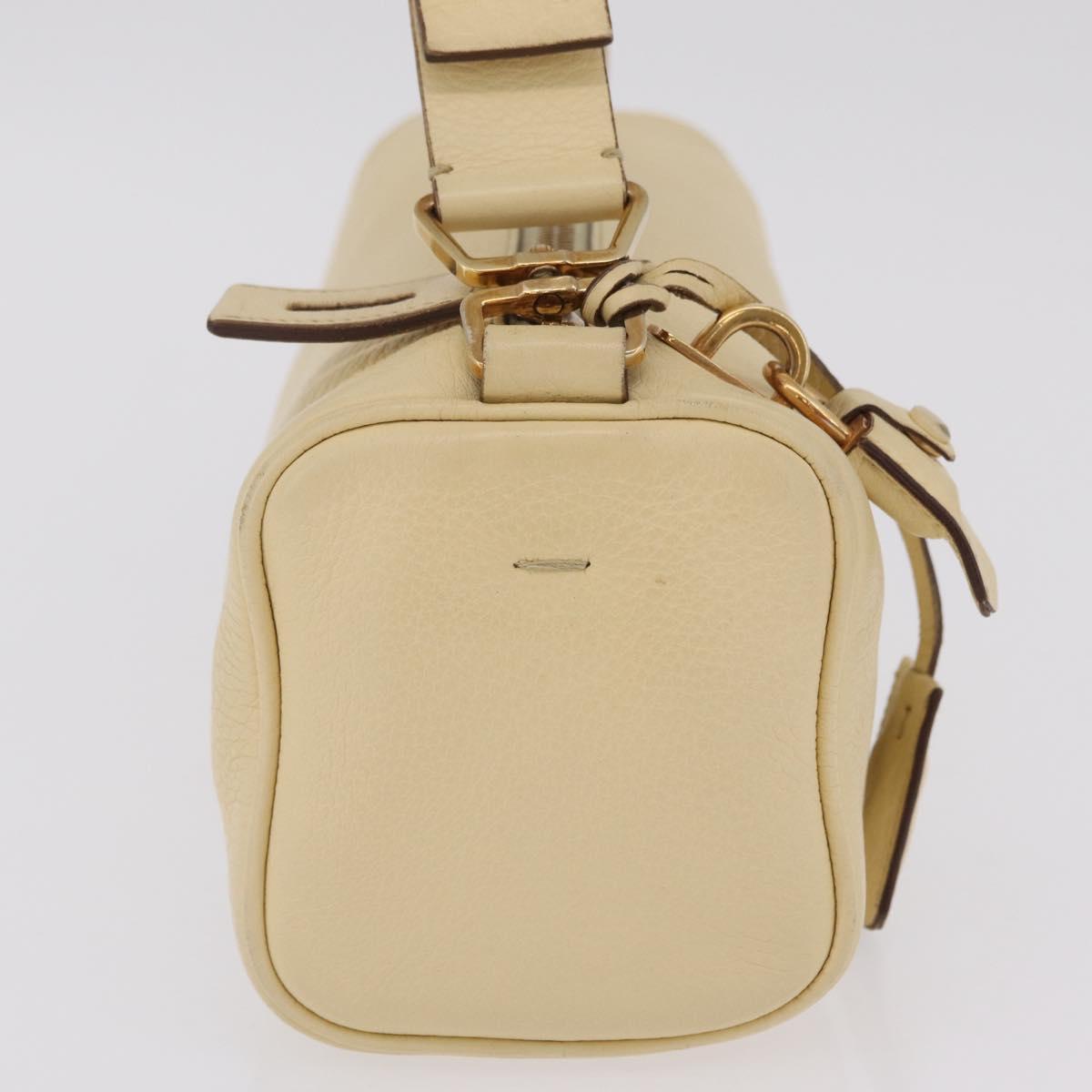 PRADA Shoulder Bag Leather Ivory Gold Auth bs37534