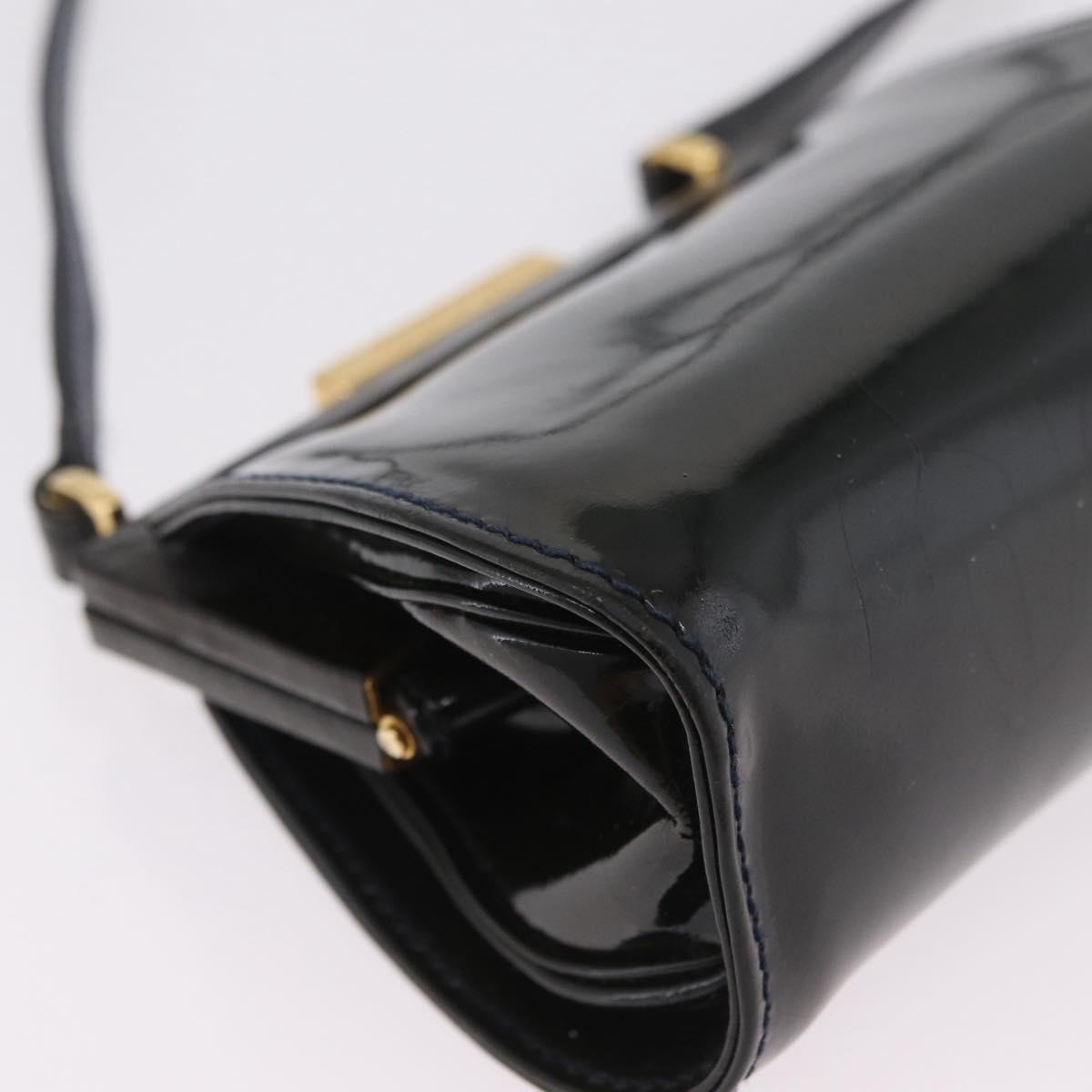 GUCCI Shoulder Bag Patent leather Green Gold Auth bs37548