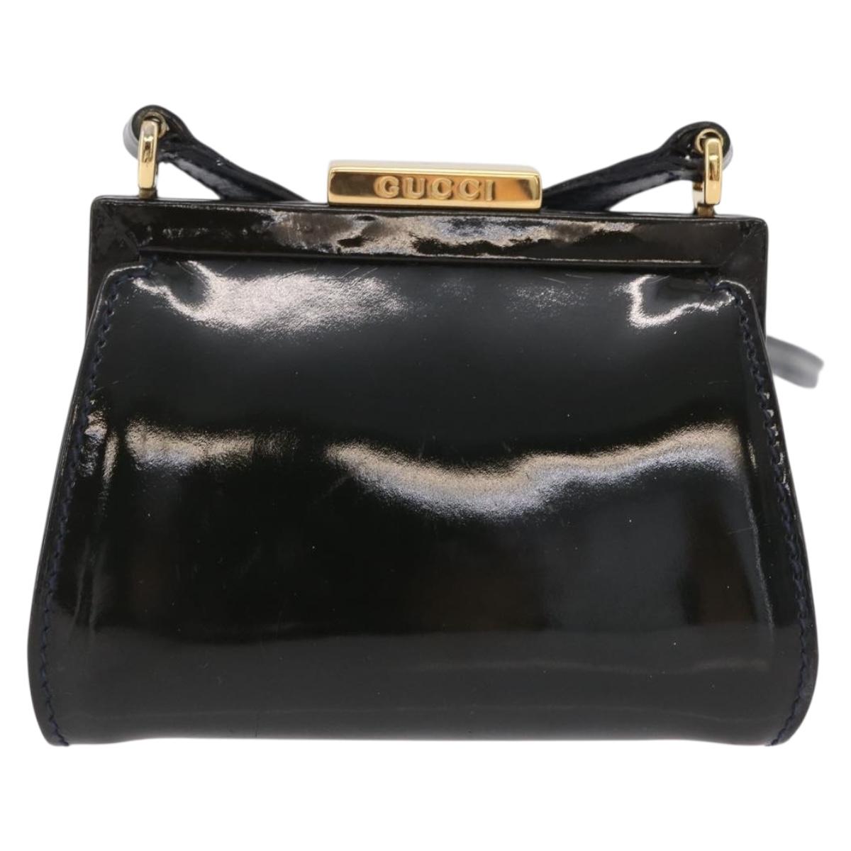 GUCCI Shoulder Bag Patent leather Green Gold Auth bs37548