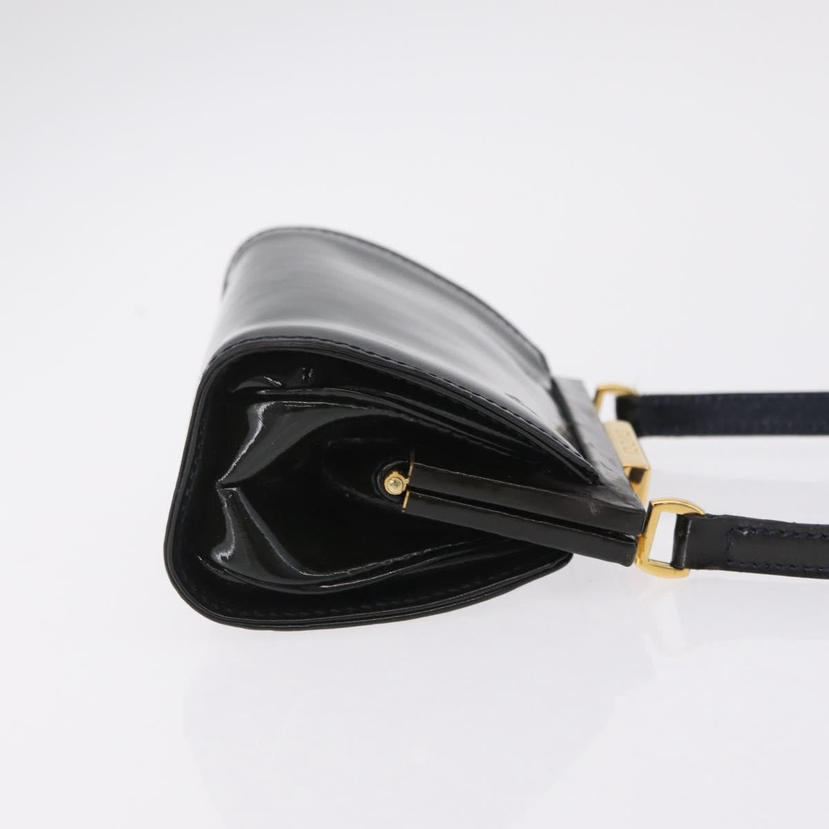 GUCCI Shoulder Bag Patent leather Green Gold Auth bs37548