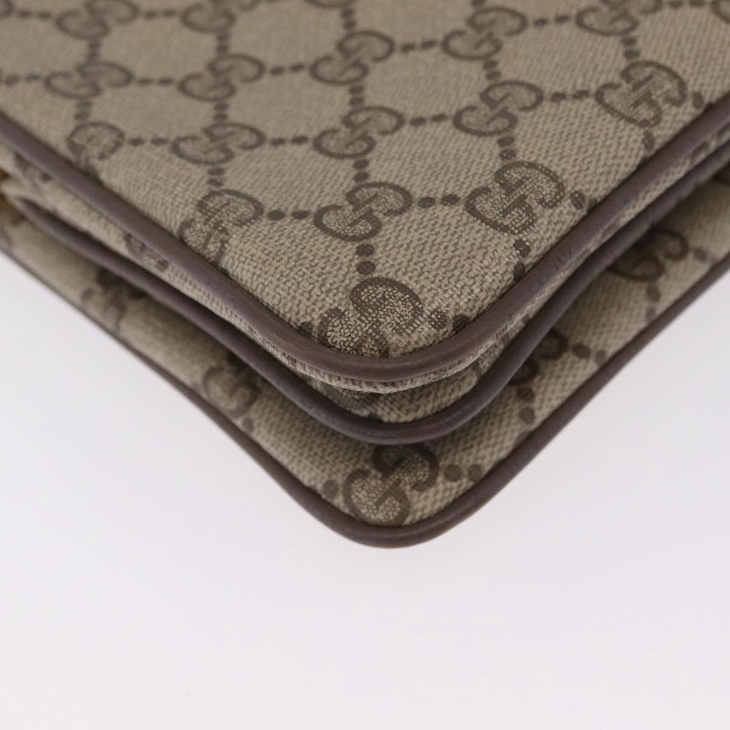 GUCCI GG Supreme Web Sherry Line Bag PVC Beige Gold 49 02 029 Auth bs37588