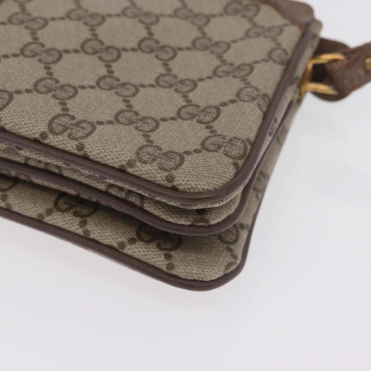 GUCCI GG Supreme Web Sherry Line Bag PVC Beige Gold 49 02 029 Auth bs37588