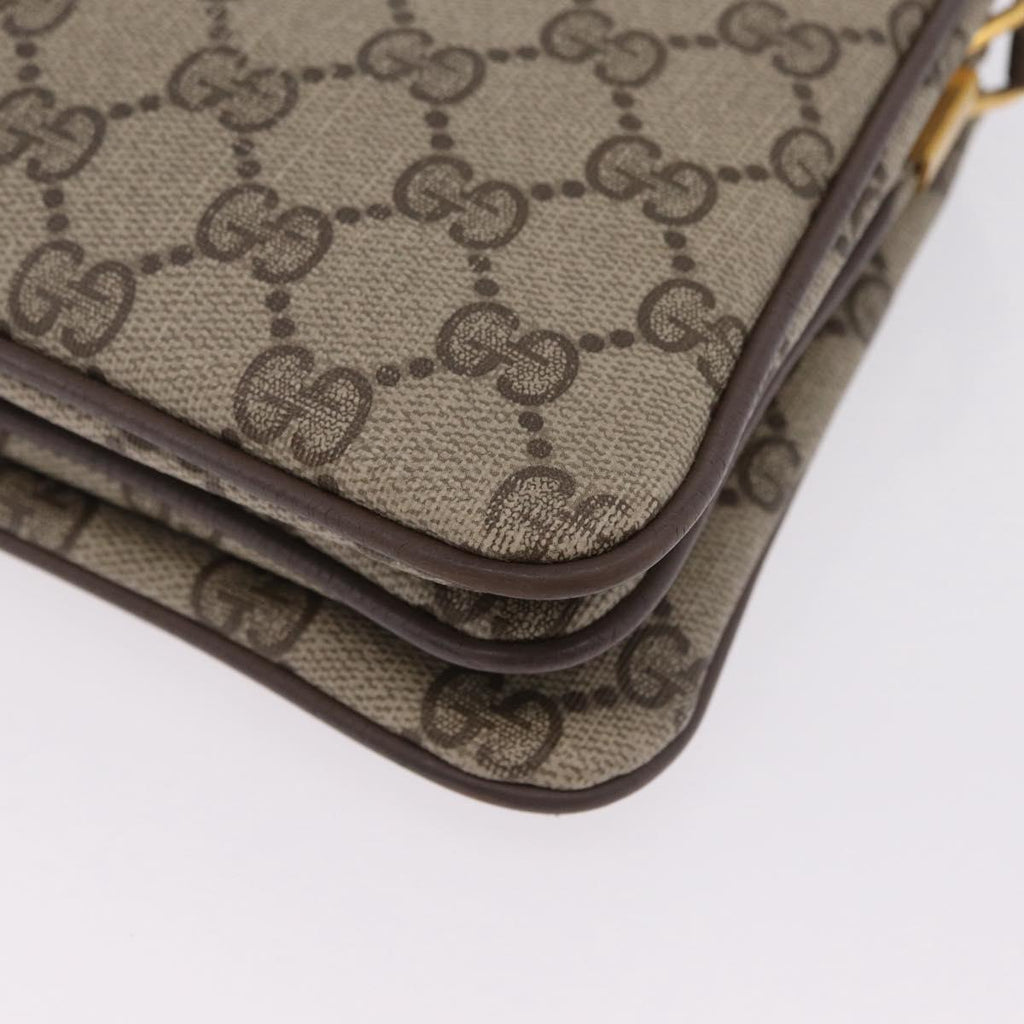 GUCCI GG Supreme Web Sherry Line Bag PVC Beige Gold 49 02 029 Auth bs37588