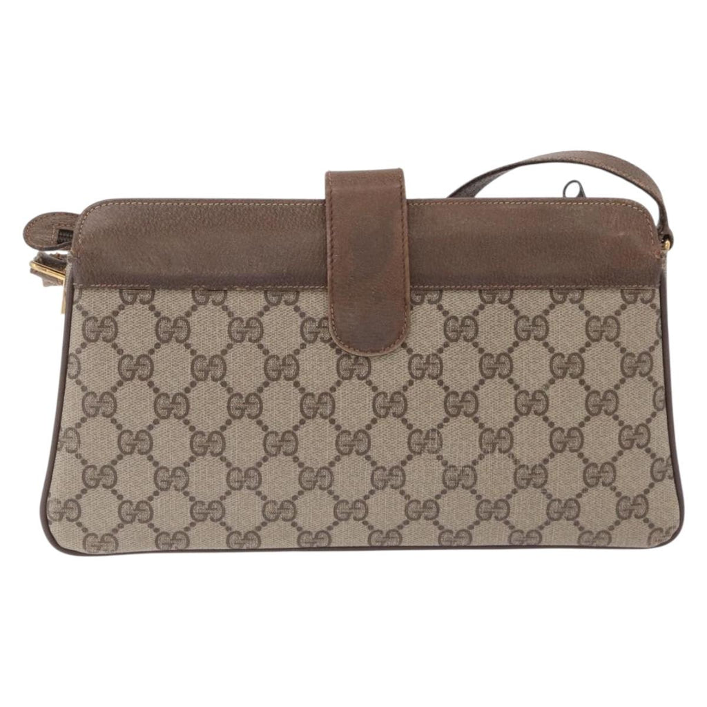 GUCCI GG Supreme Web Sherry Line Bag PVC Beige Gold 49 02 029 Auth bs37588