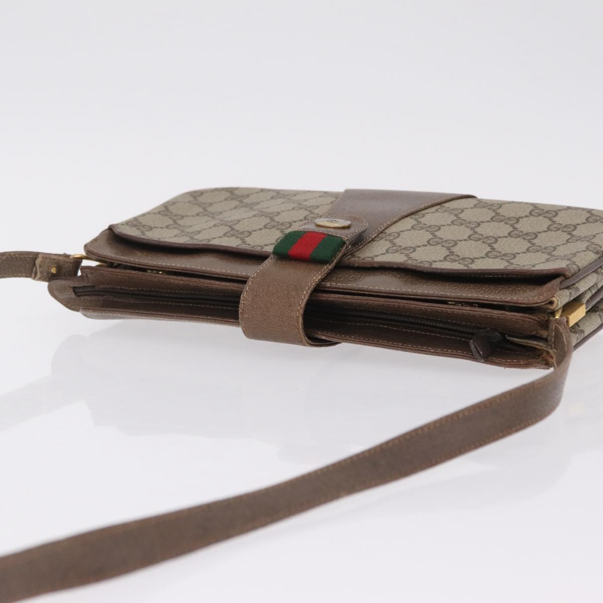GUCCI GG Supreme Web Sherry Line Bag PVC Beige Gold 49 02 029 Auth bs37588