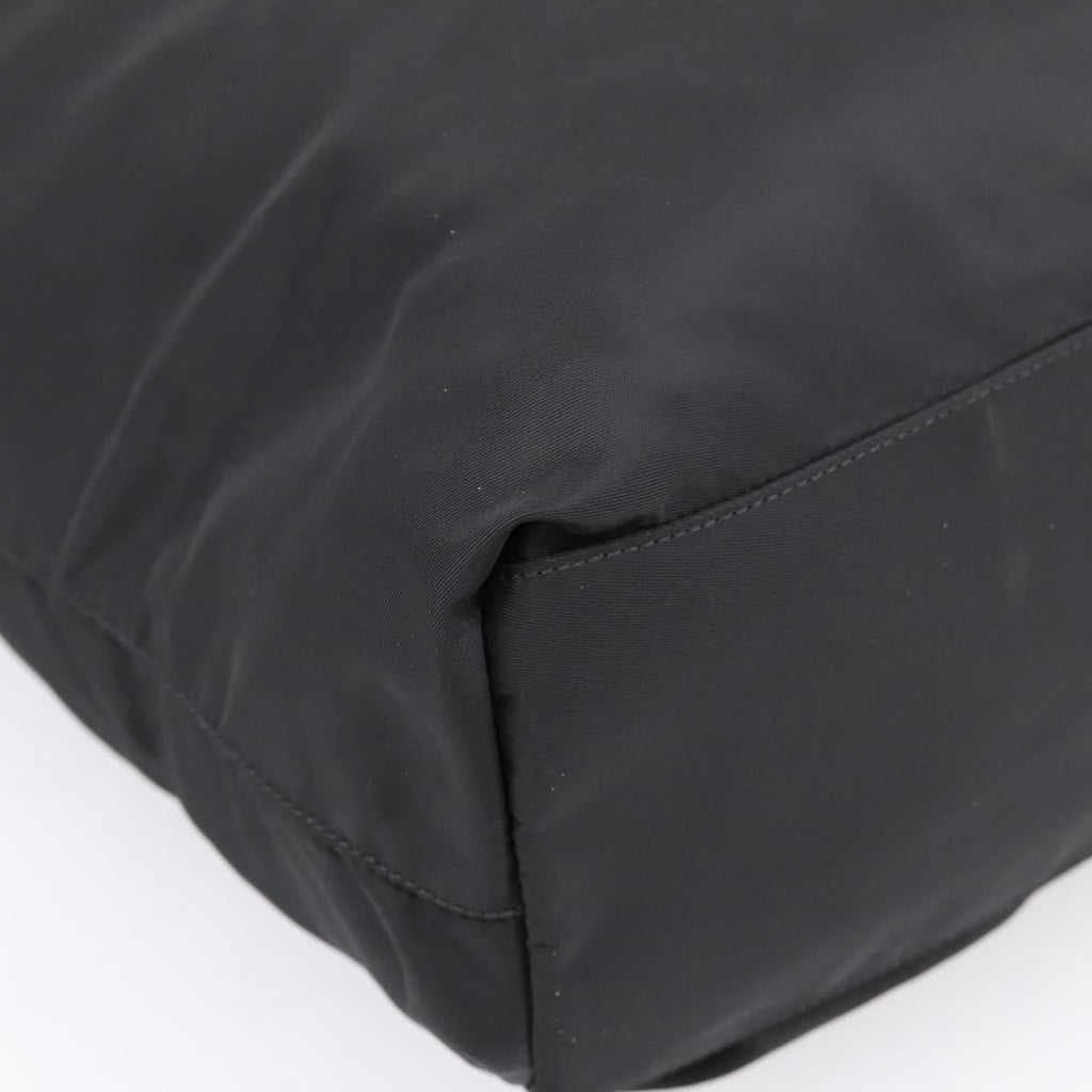 PRADA Tote Bag Nylon Black Silver Auth bs37600