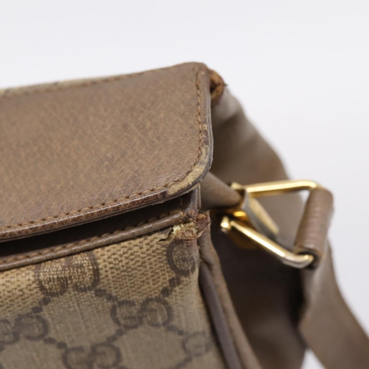 GUCCI GG Supreme Web Sherry Line Bag PVC Beige Gold 116 02 076 Auth bs37680