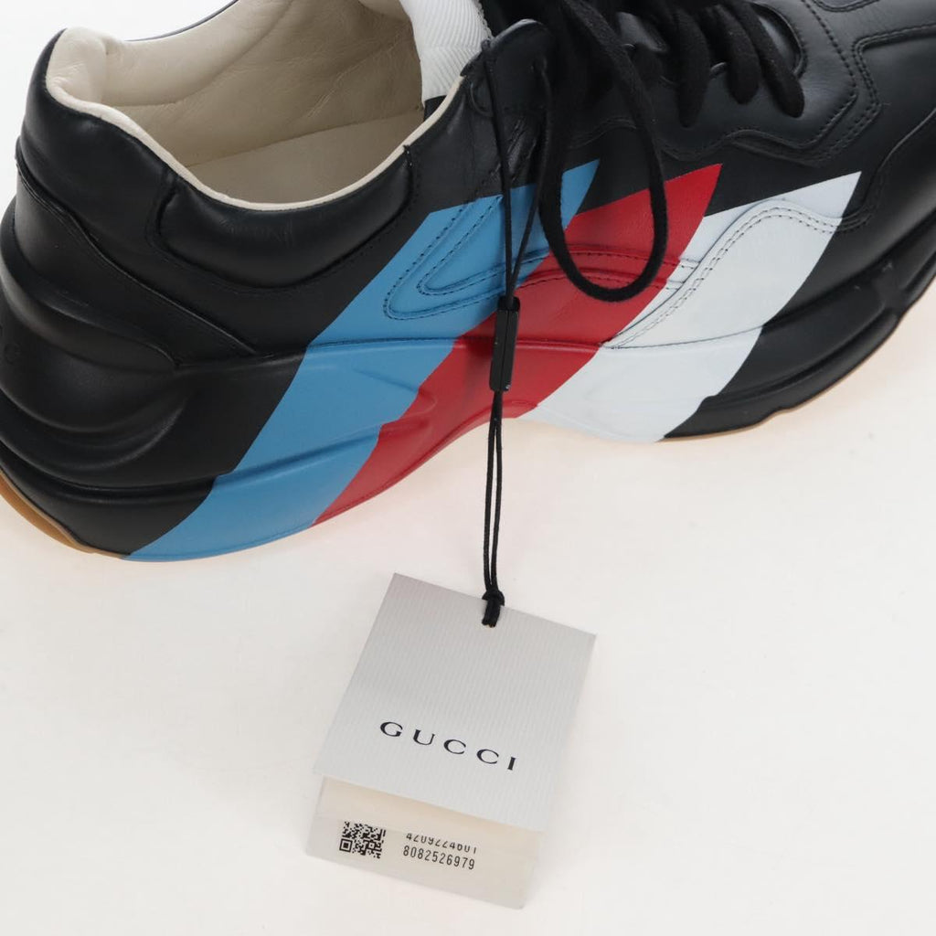GUCCI Lighton Webprint Sneakers 5 Black Auth bs37734M
