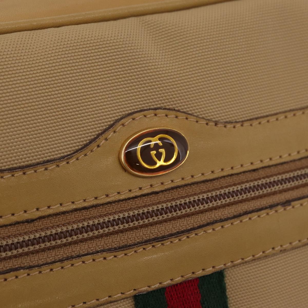 GUCCI Web Sherry Line Shoulder Bag Canvas Beige Gold Tone 010 378 Auth bs37760