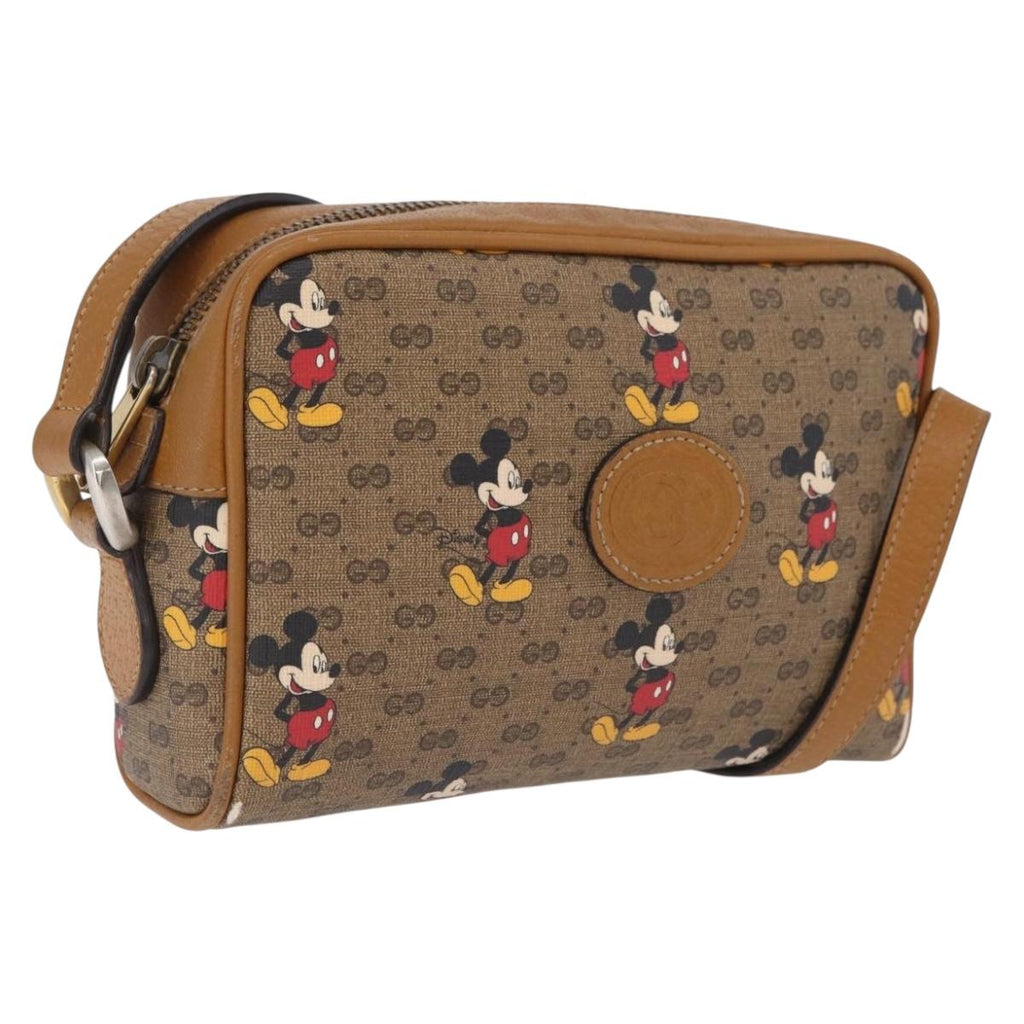 GUCCI x Disney MicroGG Mickey Mouse Shoulder Bag PVC Beige Gold Auth bs37790