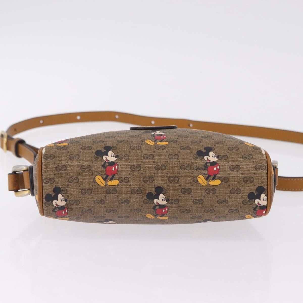 GUCCI x Disney MicroGG Mickey Mouse Shoulder Bag PVC Beige Gold Auth bs37790