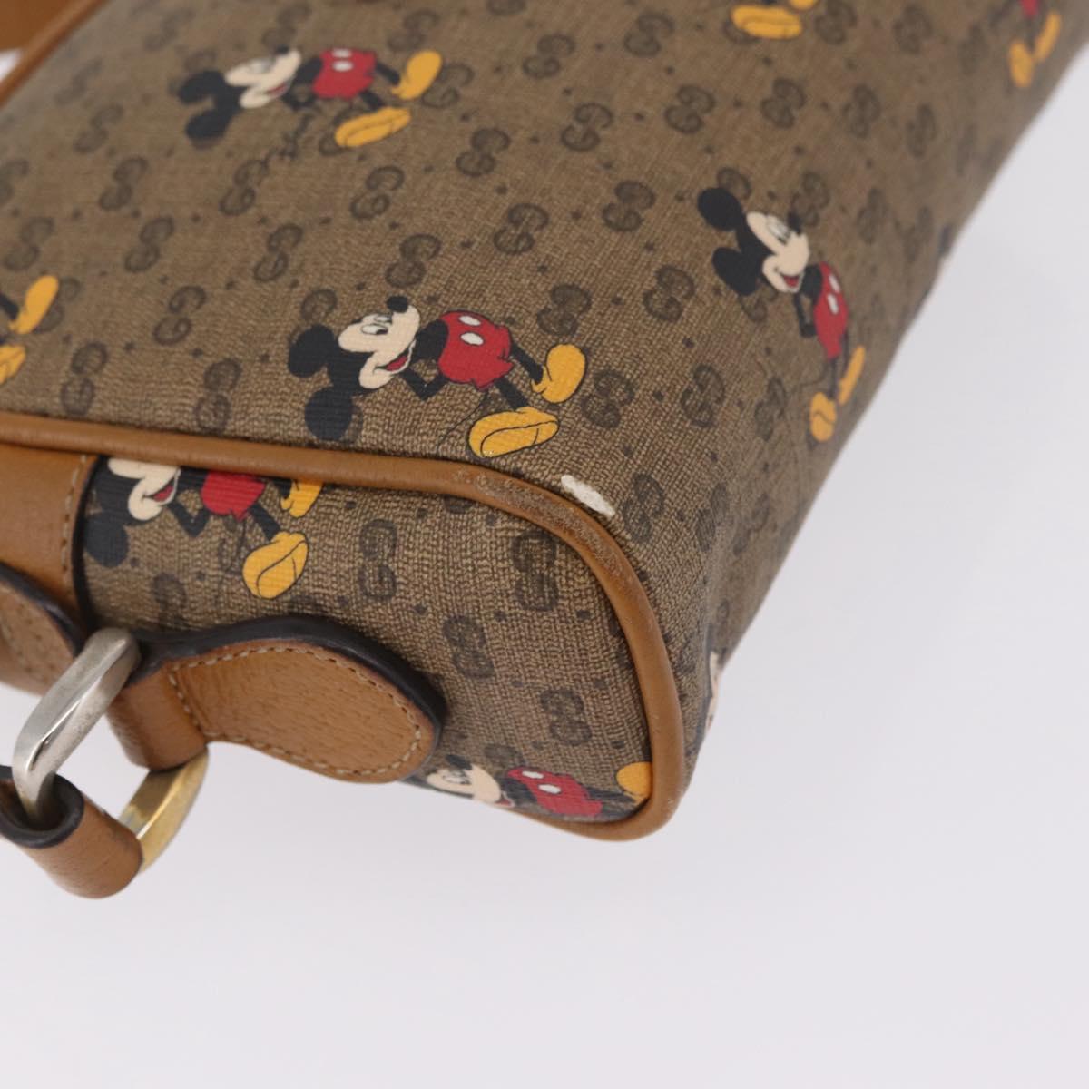 GUCCI x Disney MicroGG Mickey Mouse Shoulder Bag PVC Beige Gold Auth bs37790