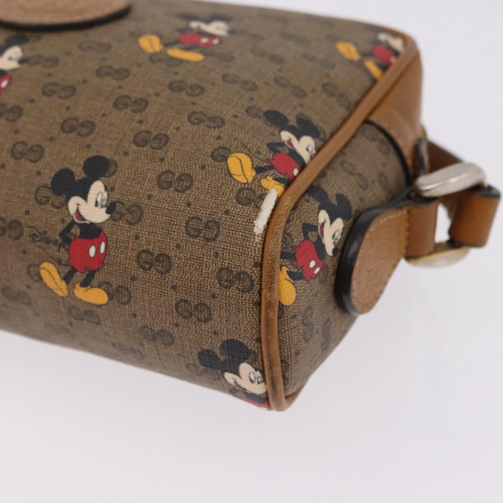 GUCCI x Disney MicroGG Mickey Mouse Shoulder Bag PVC Beige Gold Auth bs37790