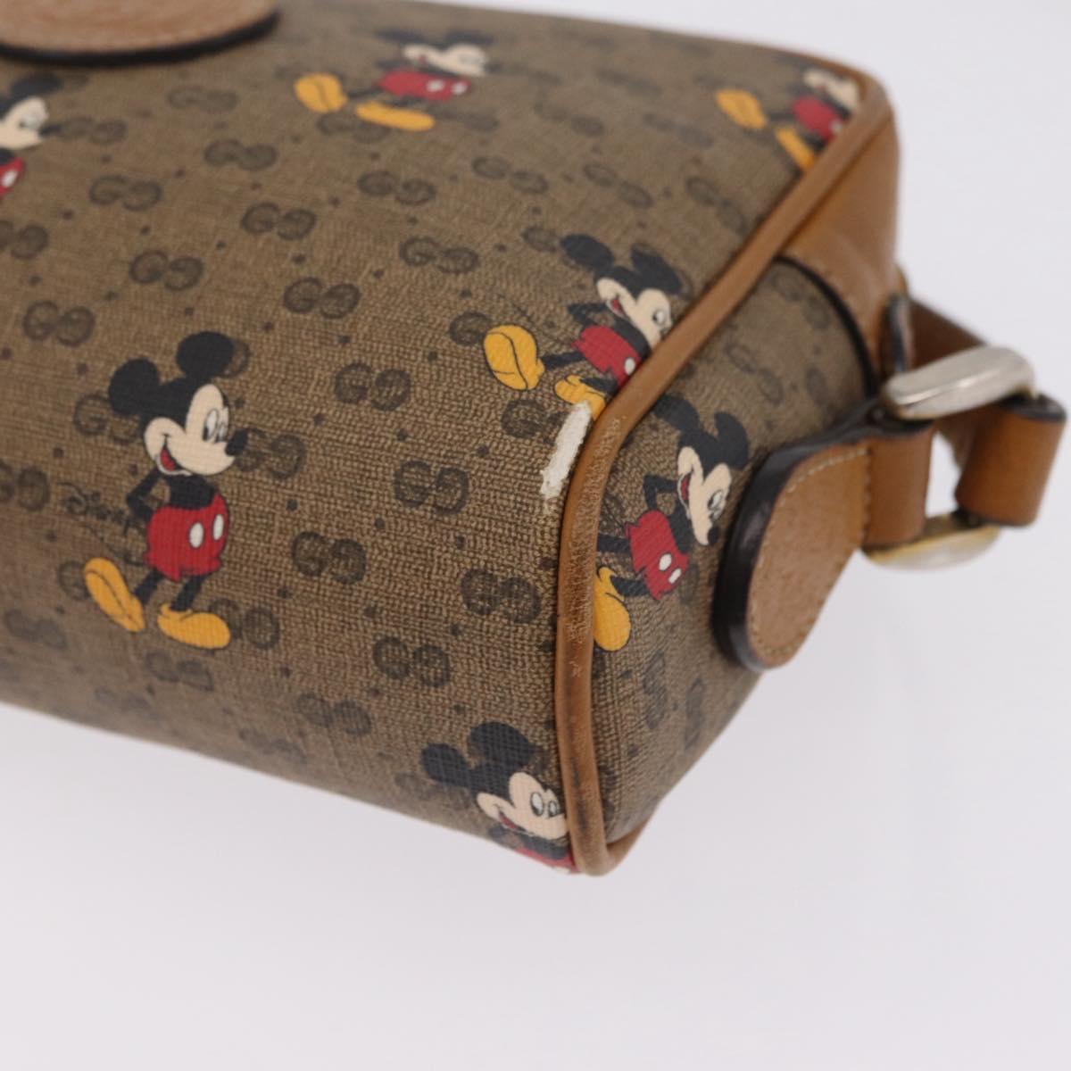 GUCCI x Disney MicroGG Mickey Mouse Shoulder Bag PVC Beige Gold Auth bs37790