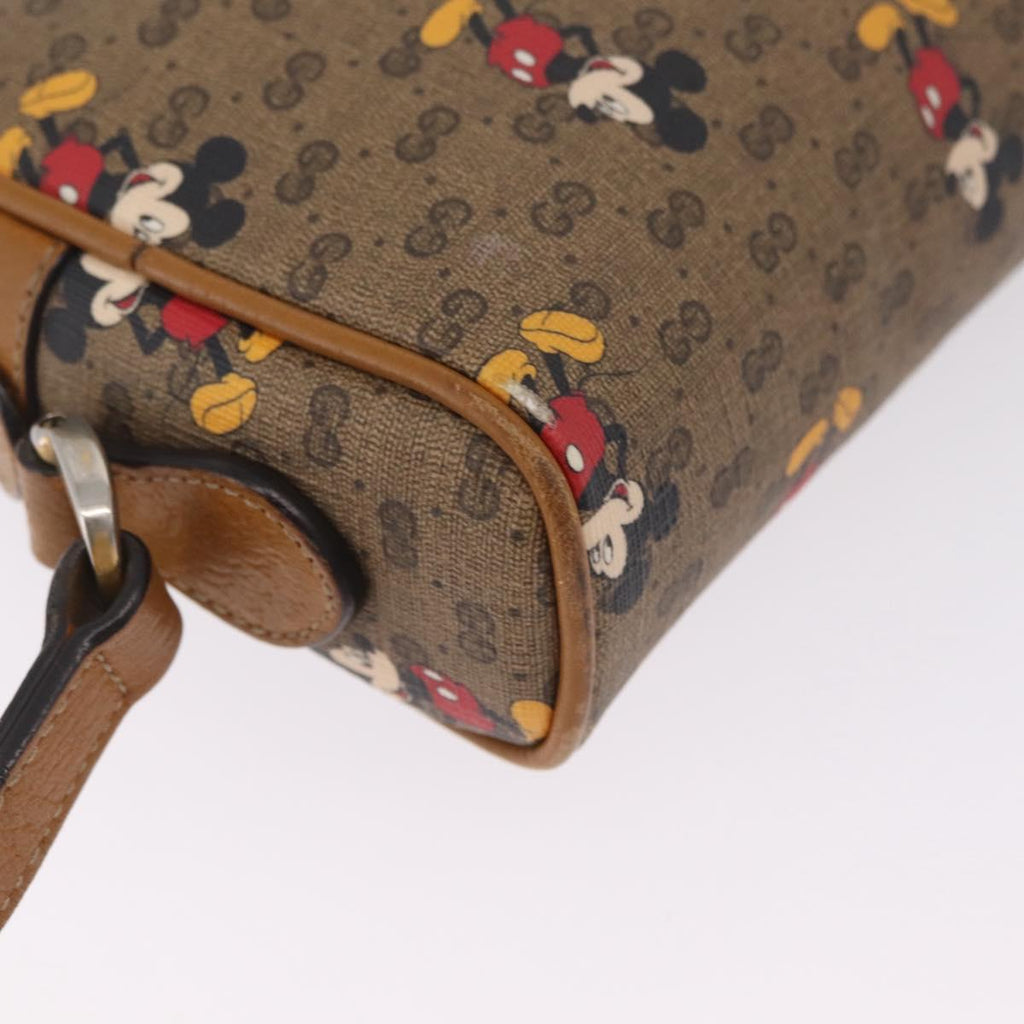 GUCCI x Disney MicroGG Mickey Mouse Shoulder Bag PVC Beige Gold Auth bs37790
