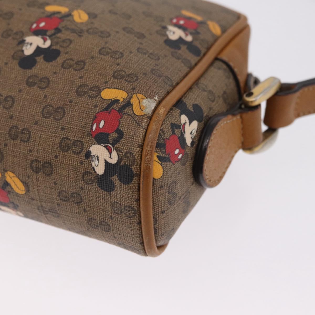 GUCCI x Disney MicroGG Mickey Mouse Shoulder Bag PVC Beige Gold Auth bs37790
