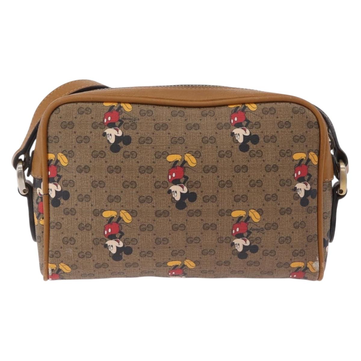 GUCCI x Disney MicroGG Mickey Mouse Shoulder Bag PVC Beige Gold Auth bs37790