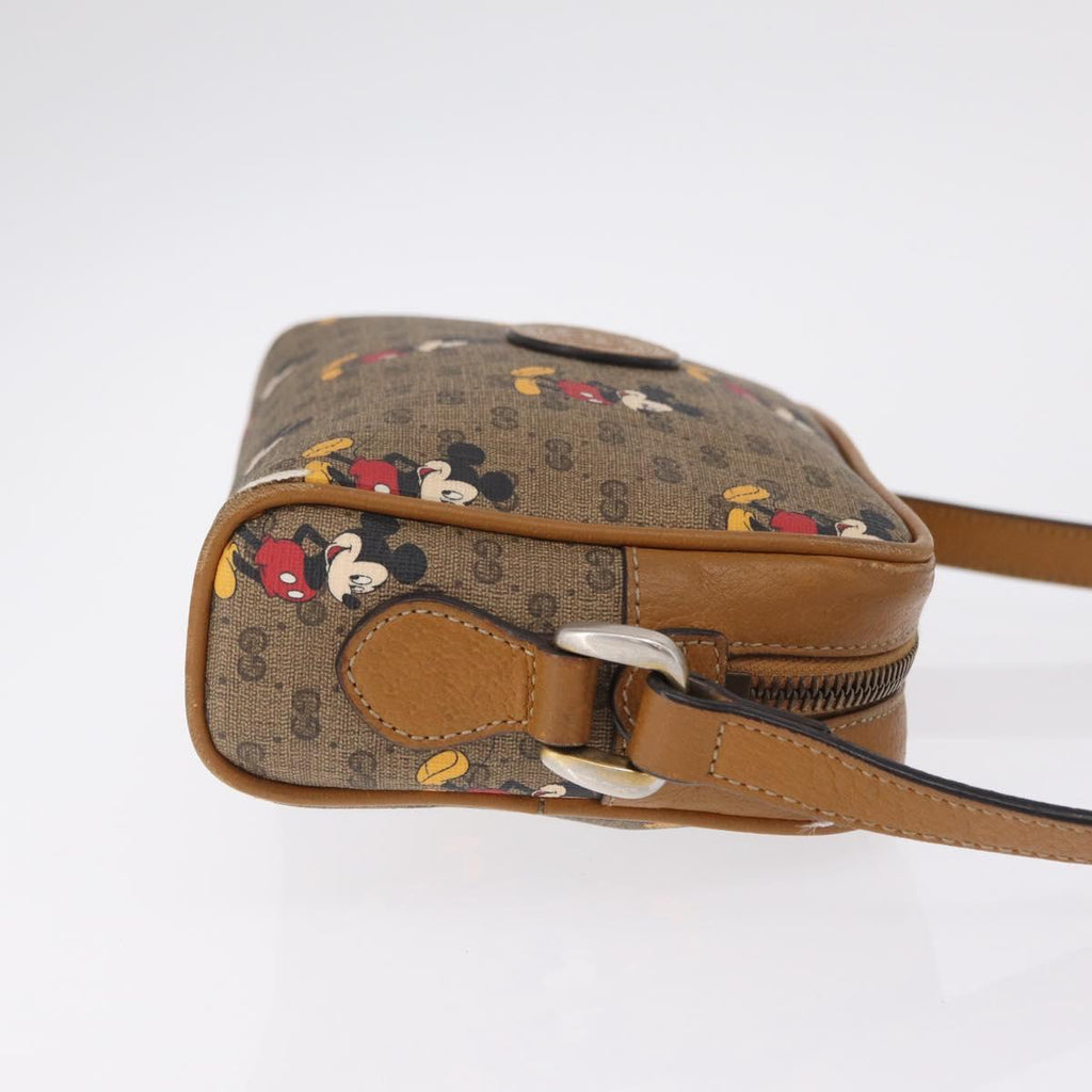 GUCCI x Disney MicroGG Mickey Mouse Shoulder Bag PVC Beige Gold Auth bs37790