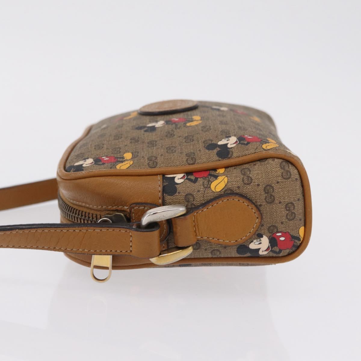 GUCCI x Disney MicroGG Mickey Mouse Shoulder Bag PVC Beige Gold Auth bs37790