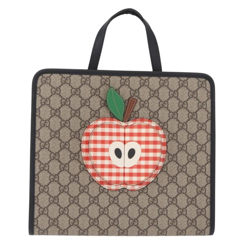 GUCCI GG Supreme Childrens Apple Hand Bag PVC Beige 648797 Auth bs37851