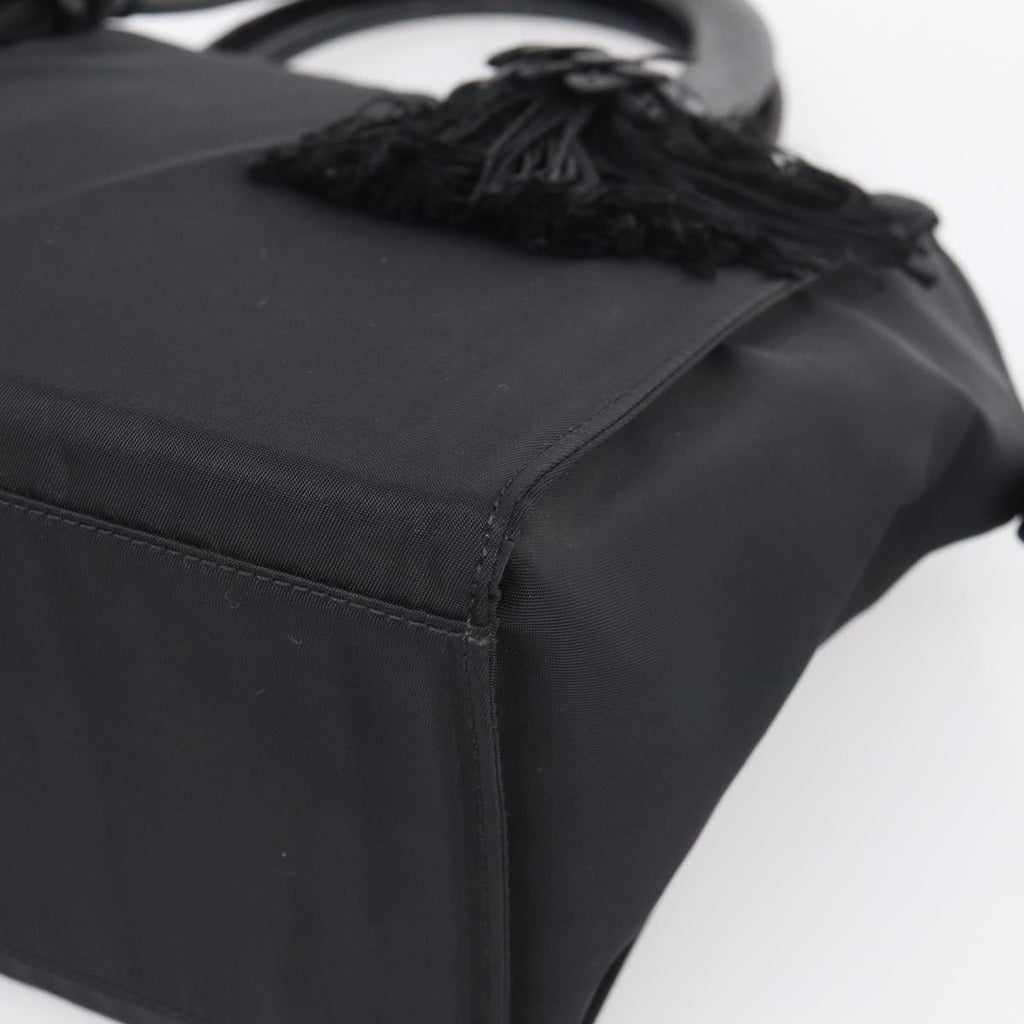 PRADA Hand Bag Nylon Black Silver Auth bs37868