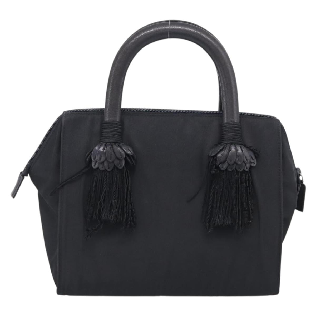 PRADA Hand Bag Nylon Black Silver Auth bs37868