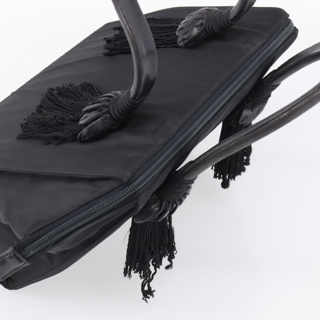 PRADA Hand Bag Nylon Black Silver Auth bs37868