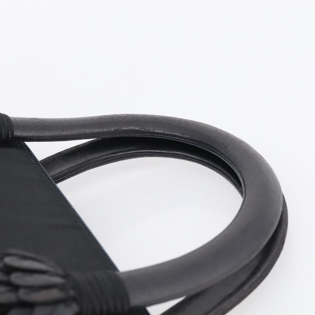PRADA Hand Bag Nylon Black Silver Auth bs37868