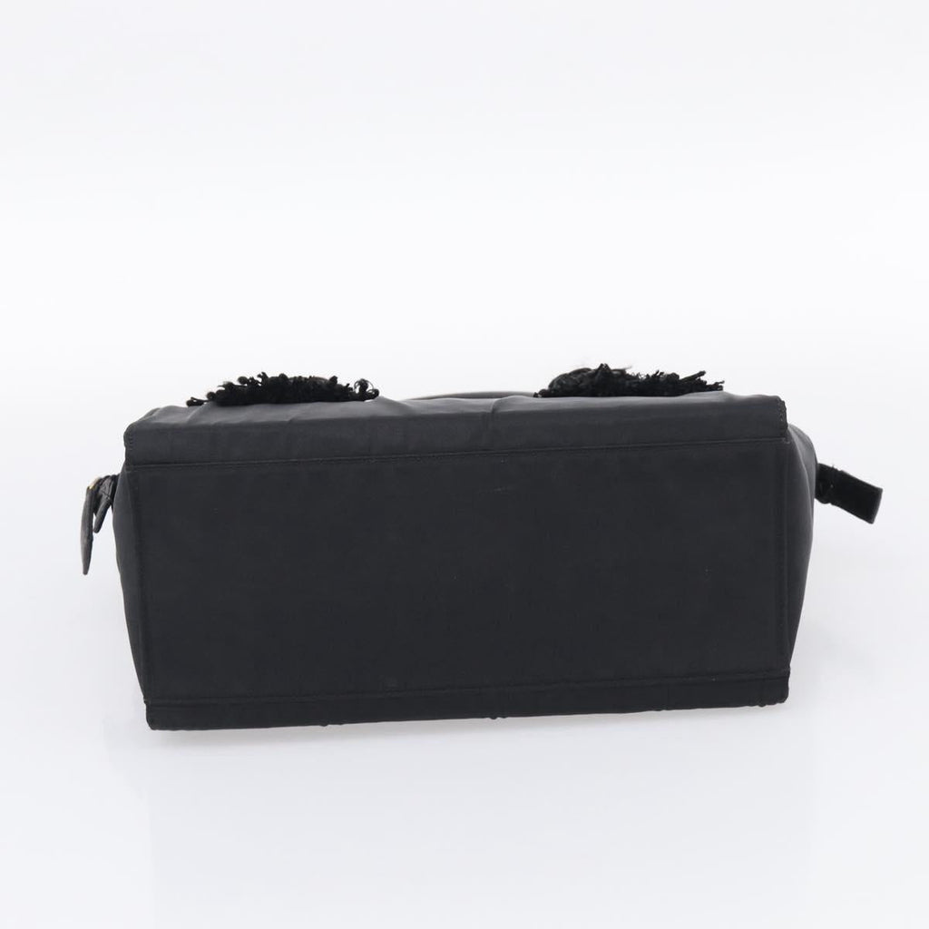 PRADA Hand Bag Nylon Black Silver Auth bs37868