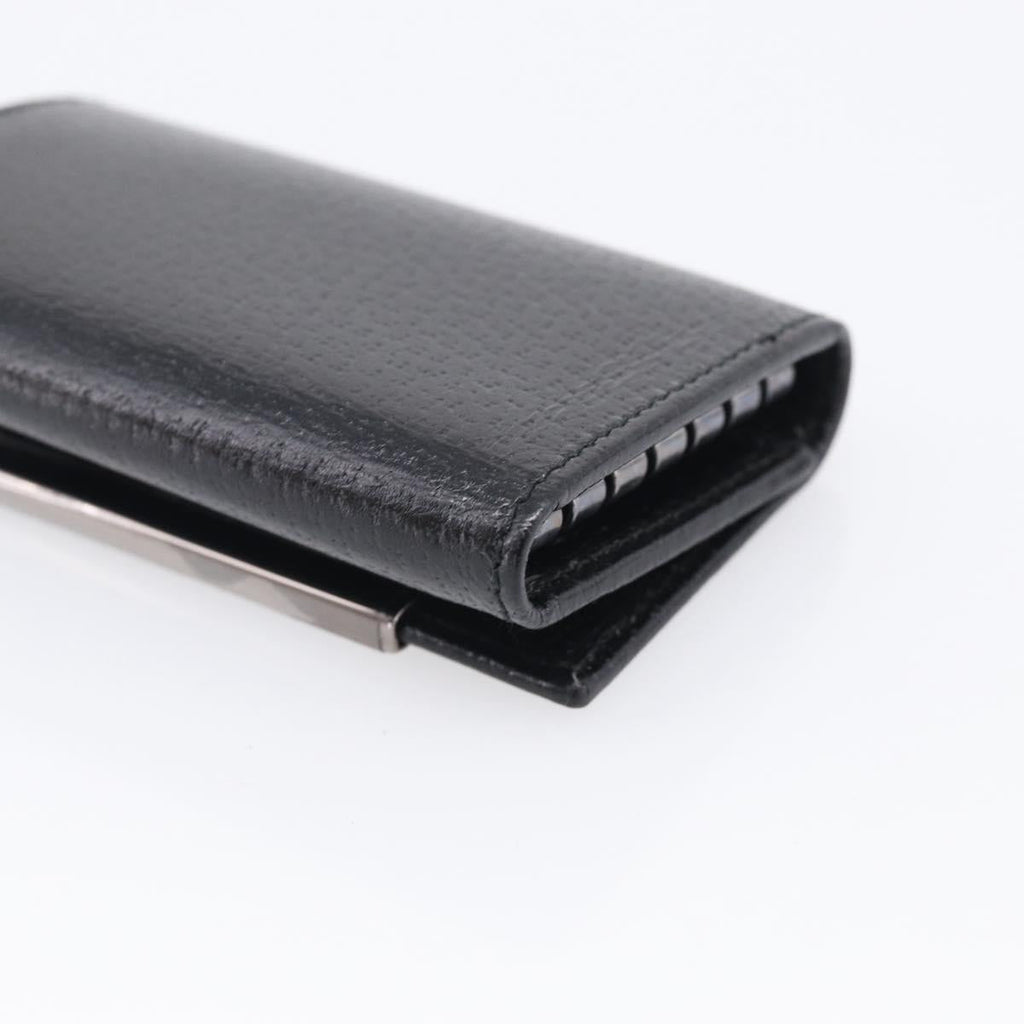 GUCCI Key Case Leather Black Silver 033 0959 Auth bs37882
