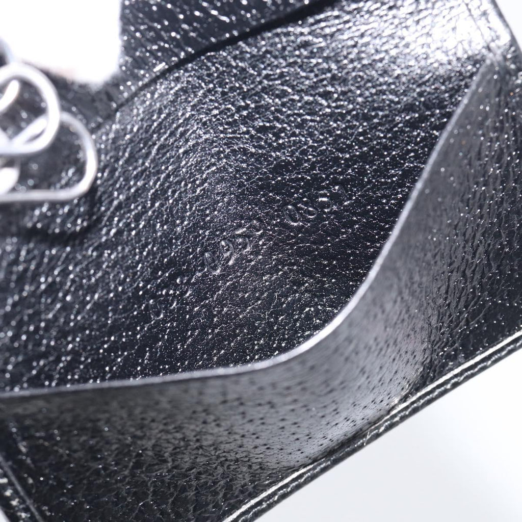 GUCCI Key Case Leather Black Silver 033 0959 Auth bs37882