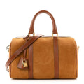 Waxed Suede Calfskin Large Boston Bag Tobacco