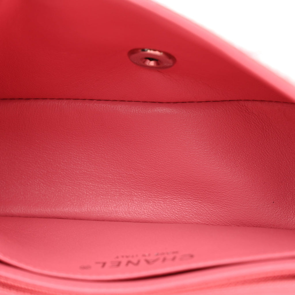 Lambskin Quilted Mini Rectangular Flap Pink