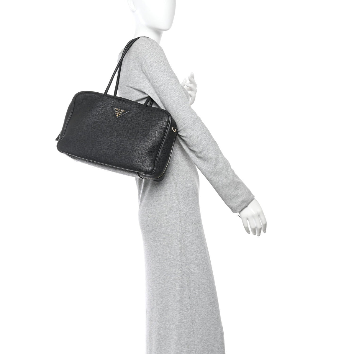 Vitello Daino Soft Large Top Handle Bag Black