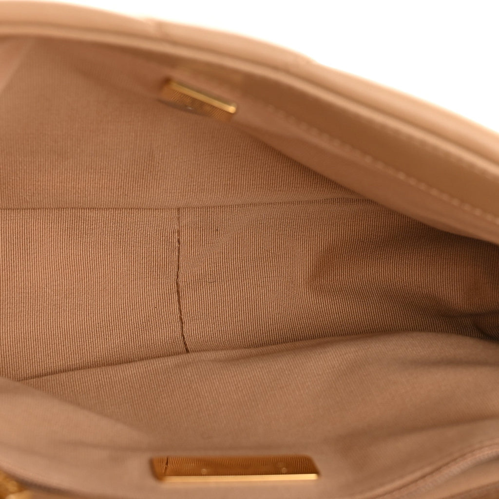 Lambskin Quilted Medium Chanel 19 Flap Beige