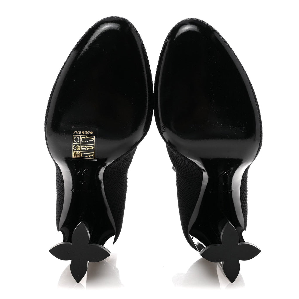 Monogram Stretch Fabric Silhouette Ankle Boots 38 Black