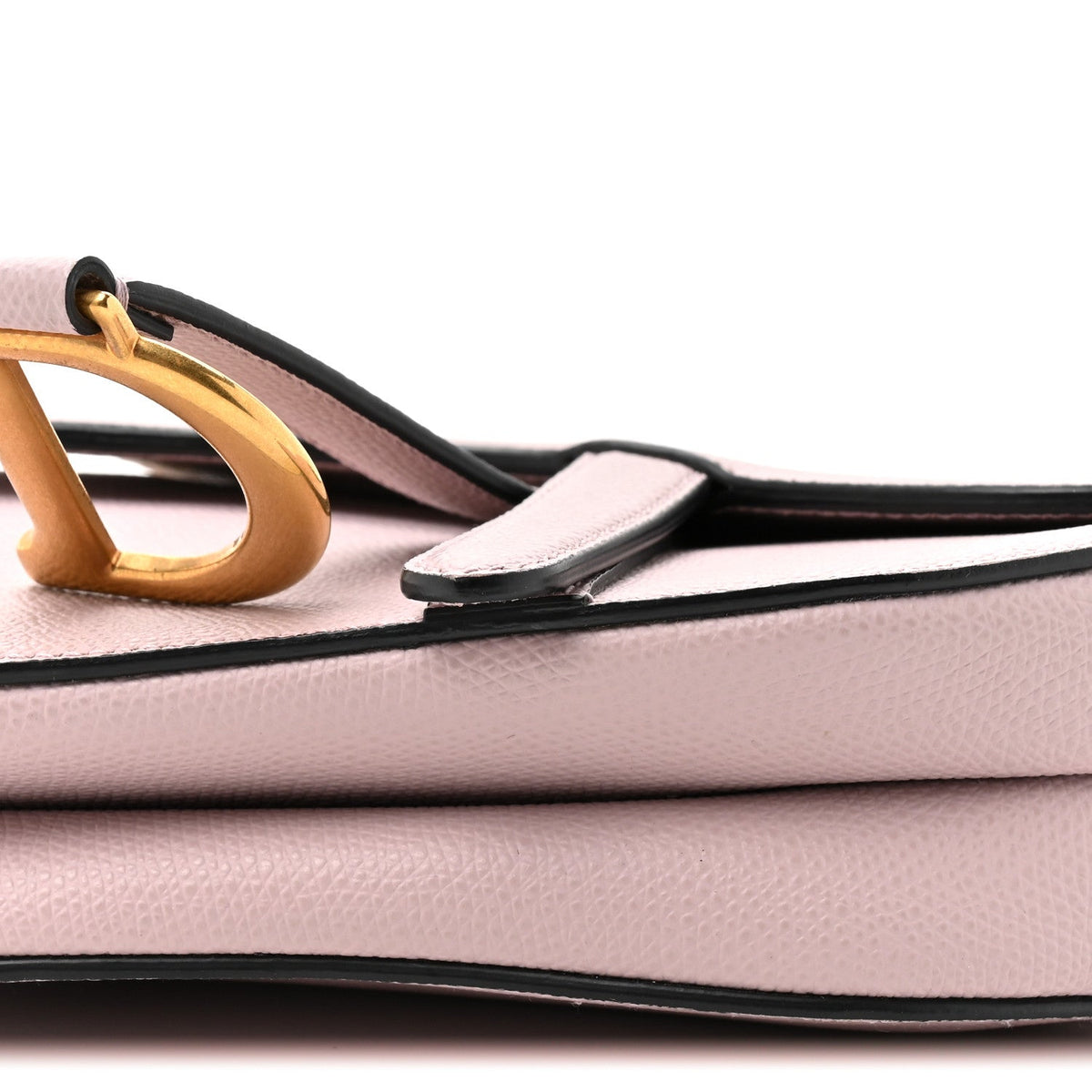 Grained Calfskin Mini Saddle Bag Light Pink